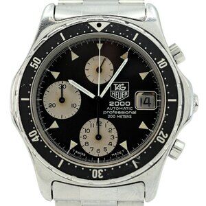 Rare Vintage Men's 37mm Tag Heuer Automatic Black Dial 2000 Series Watch 173.206
